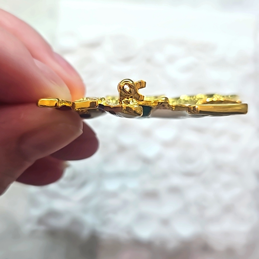 Christmas Holiday Metallic Gold Skating Snowman Pin/Brooch - Picture 6 of 9